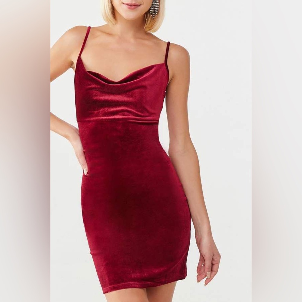 Velvet Cowl Neck Dress